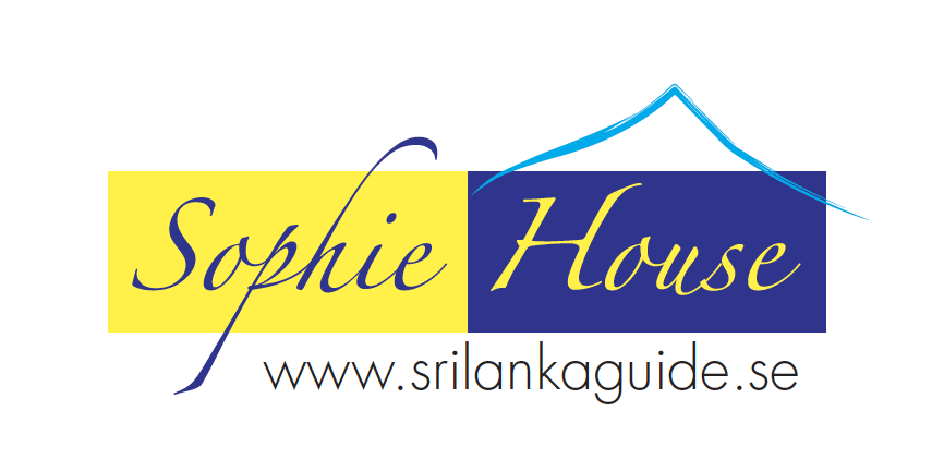 A logo with the text Sophie House on a yellow, purple and white background.