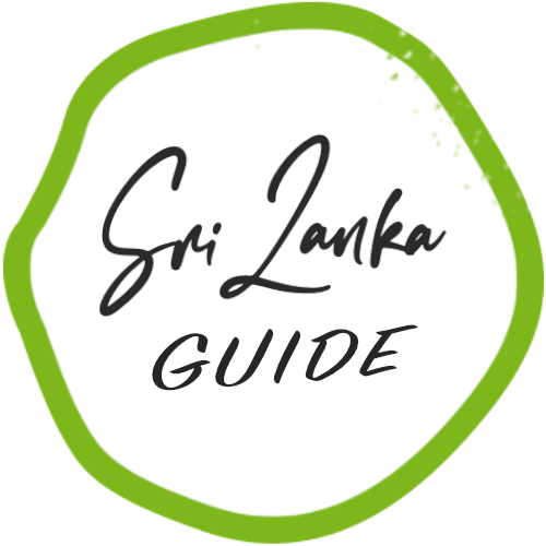 A logo with the text Sri Lanka Guide on a white background with a green frame.